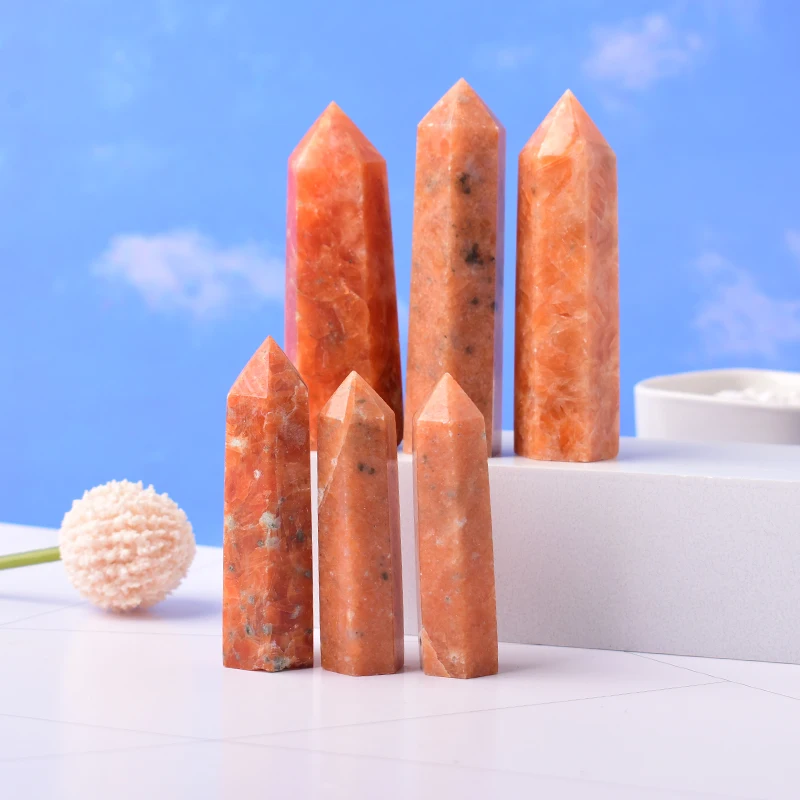 Natürliche Kristall Poliert Schweinefleisch Punkt Heilstein Sechseckige Prismen 50-80mm Obelisk Zauberstab Behandlung Stein DIY geschenk