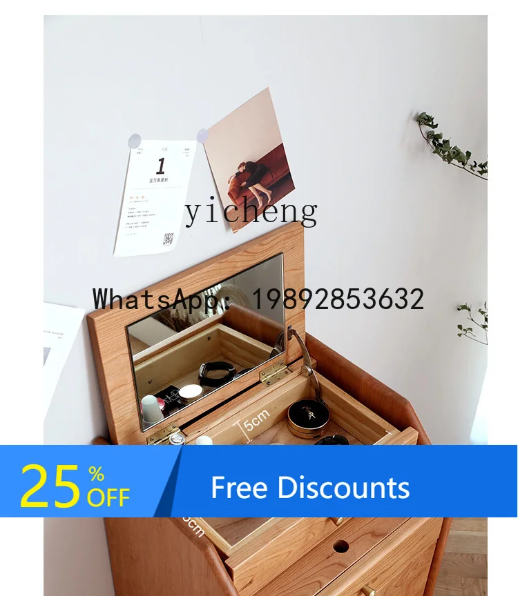 Dressing Table Bedroom Cherry Wood Storage Cabinet Modern Minimalist Small Apartment Makeup Table