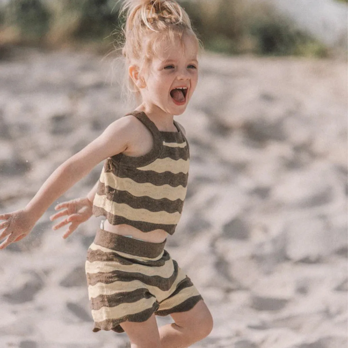 2026 Summer New Baby Sleeveless Clothes Set Infant Girls Thin Knitted Sling Tops + Shorts 2pcs Suit Toddler Boys Striped Outfits