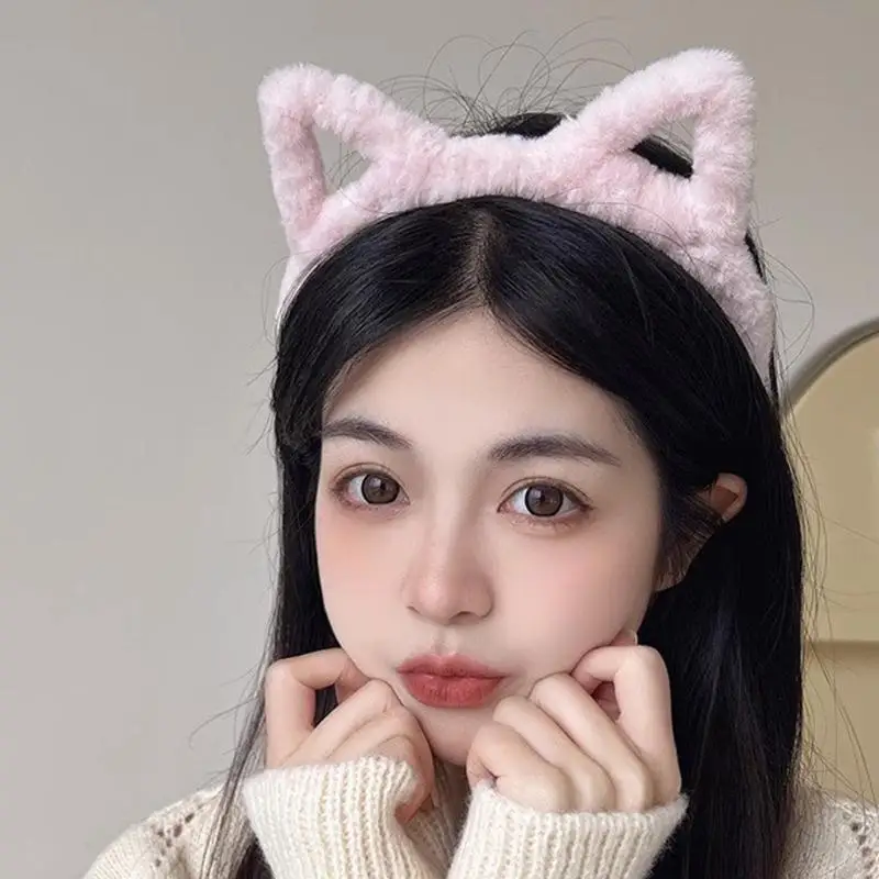 A3PB Adorkable Furry Hairband Kitten Ears Headbands Leopard Print Makeup Heappiece