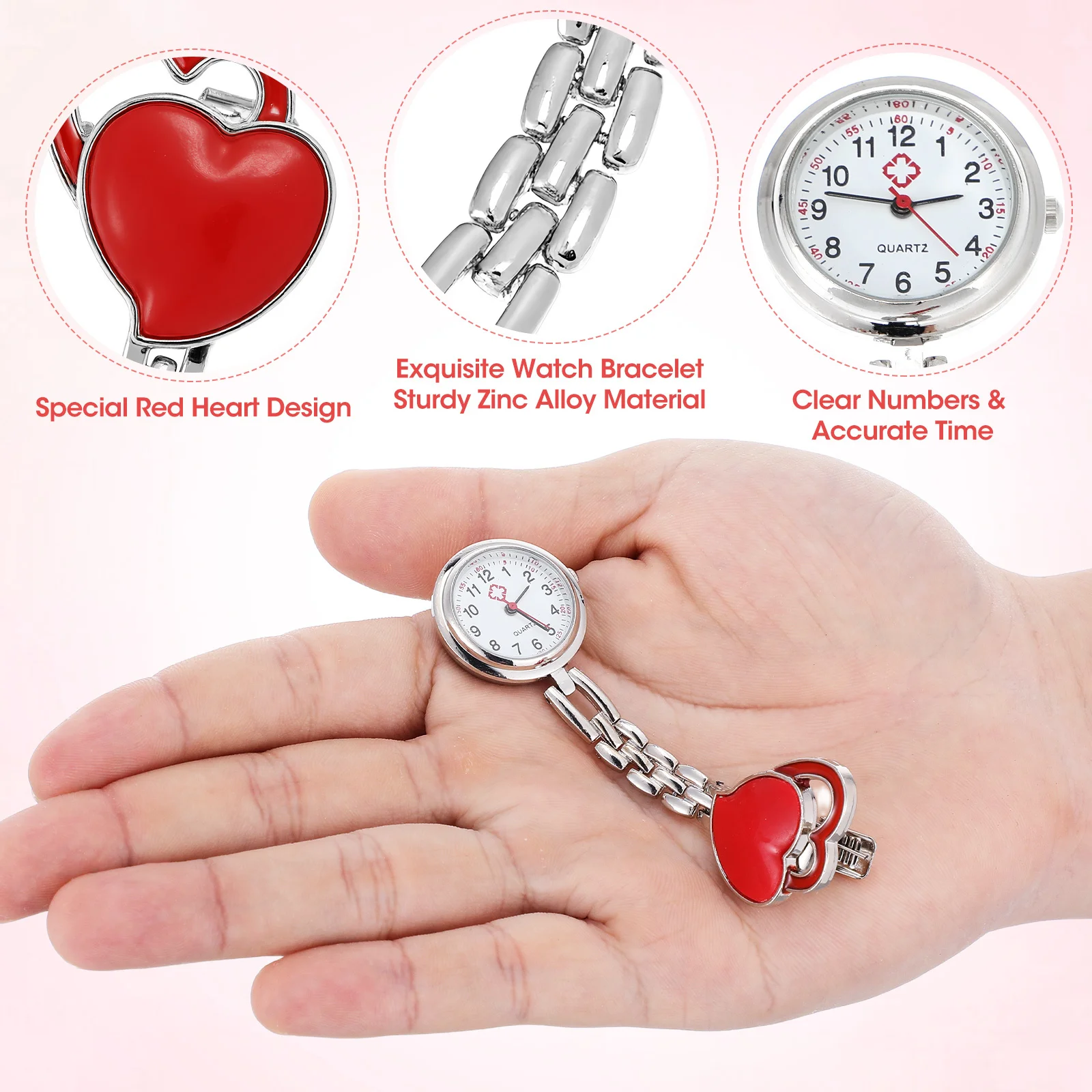 Heart Shaped Pocket Watch Red Heart Shaped Waterproof Hanging Watch For Decor Creative Timepiece Accessory