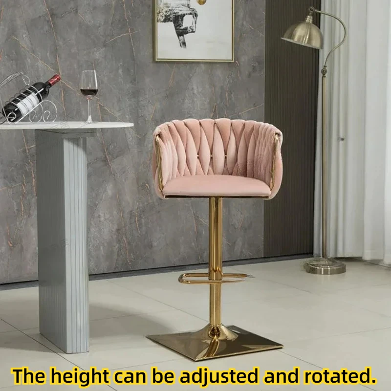 Pink Dining Luxury Nordic Bar Chair Kitchen Office Standing Bar Chair Gamer Reception Desk Taburete Plegables Home Furniture