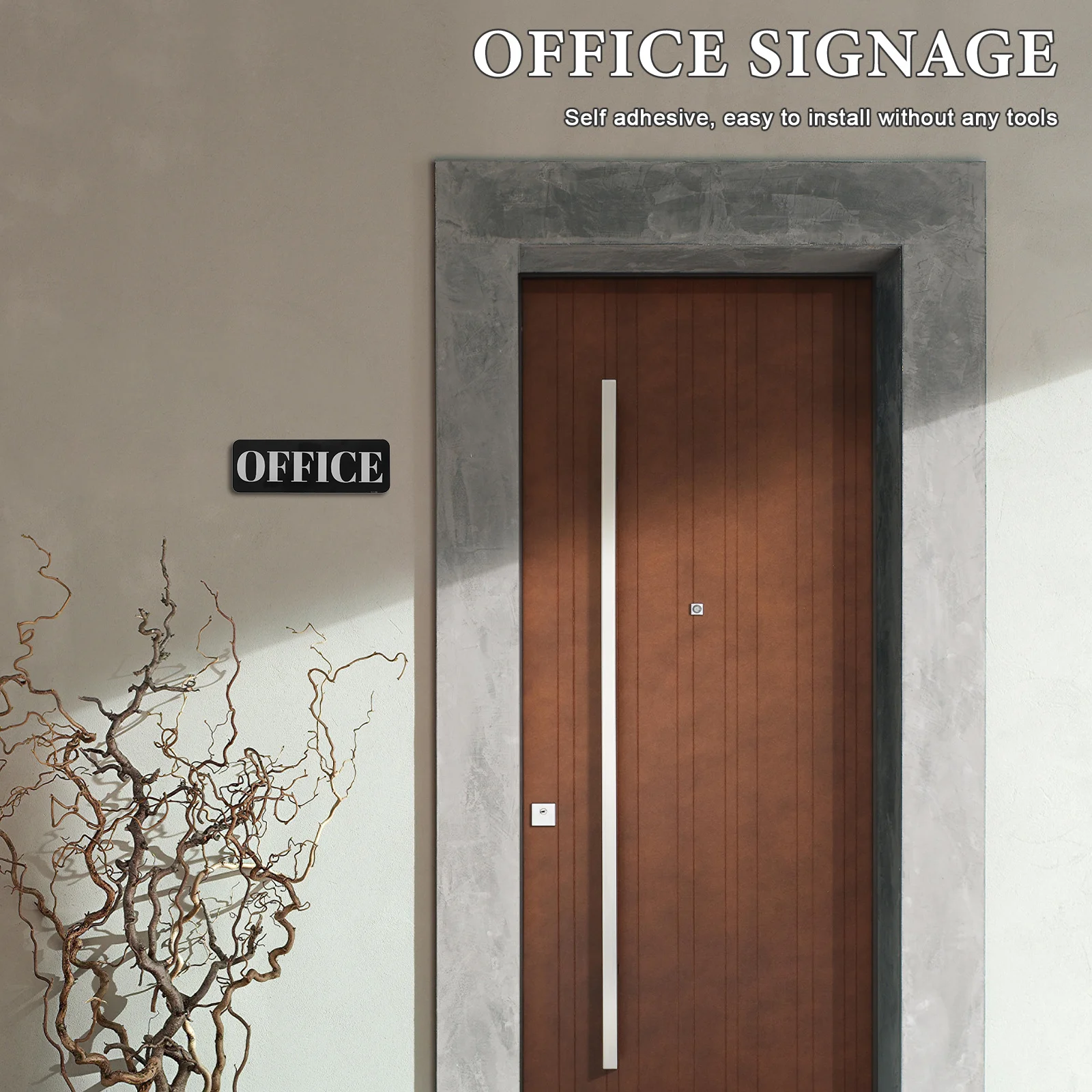 

Self-Adhesive Office Door Sign Black Acrylic Wall Decor For Workplace Business Signage No Soliciting Sticker Office Hanging