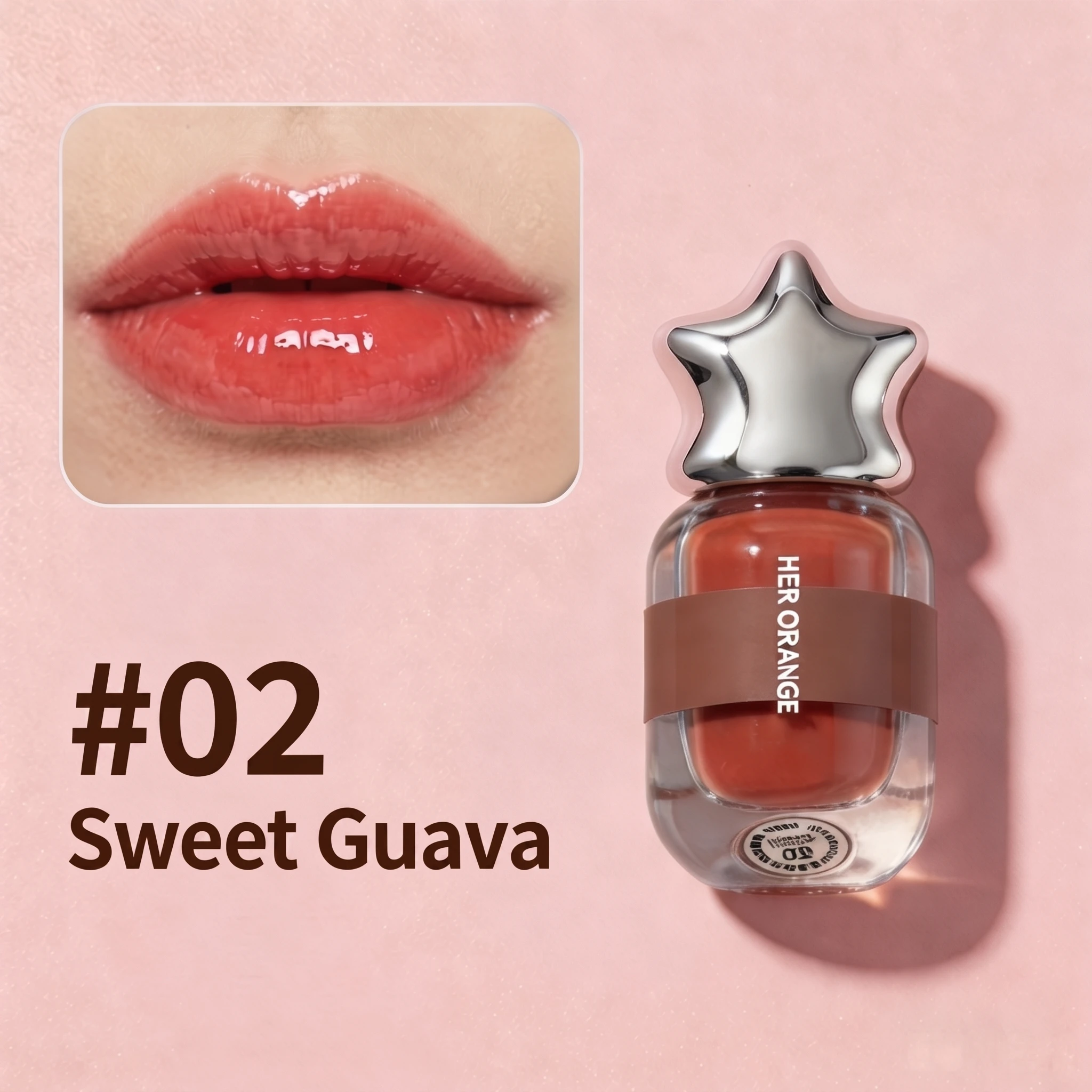 Herorange Glänzender Lippenstift mit Spiegeleffekt, Feuchtigkeitsspendender Transparenter Lip Tint, Jugendliches Nude-Make-up – Detail 6