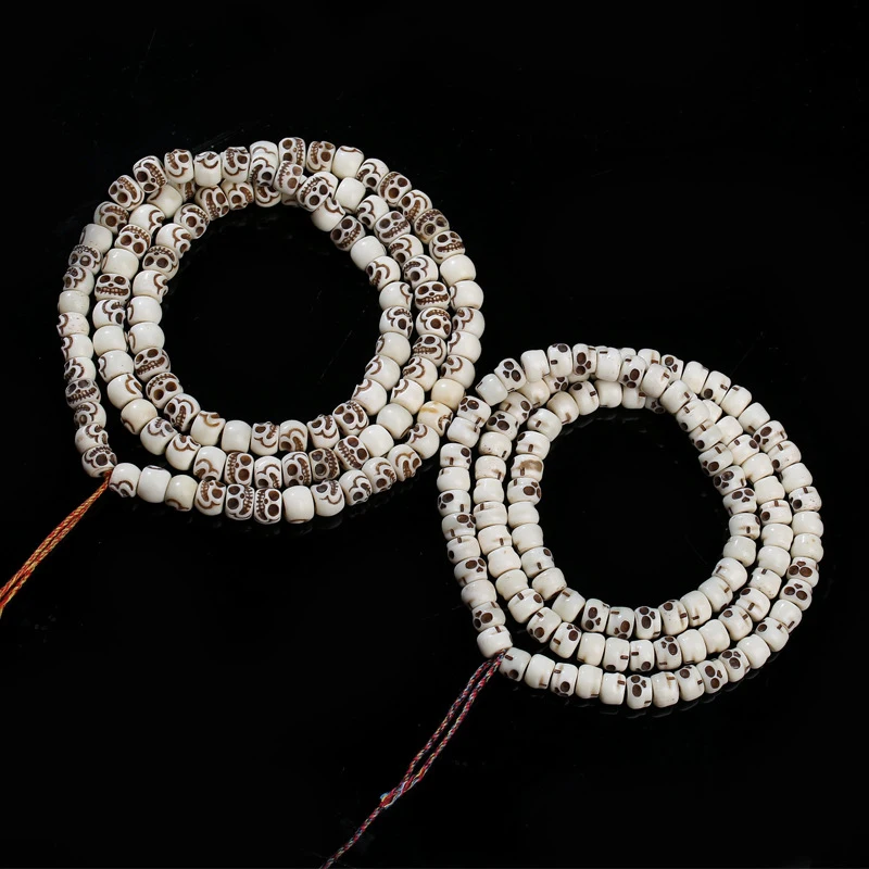 Huiliu Gu A Dai Buddhist Prayer 108 Plain Semi-Finished Loose Skull Beads