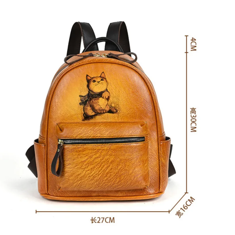 GAGACIA 2024 borsa da viaggio di grande capacità in pelle bovina nuovi zaini retrò per borsa da donna borsa da scuola per ragazze di lusso in vera