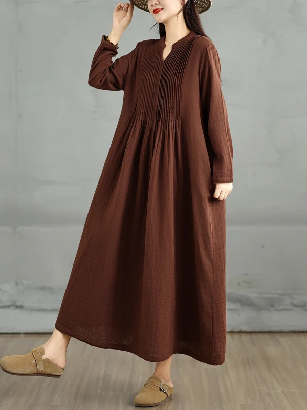 Vestido maxi artístico retrô de manga crida f outono cintura alta saia linha a dupla camada gaze até o chão vestido...