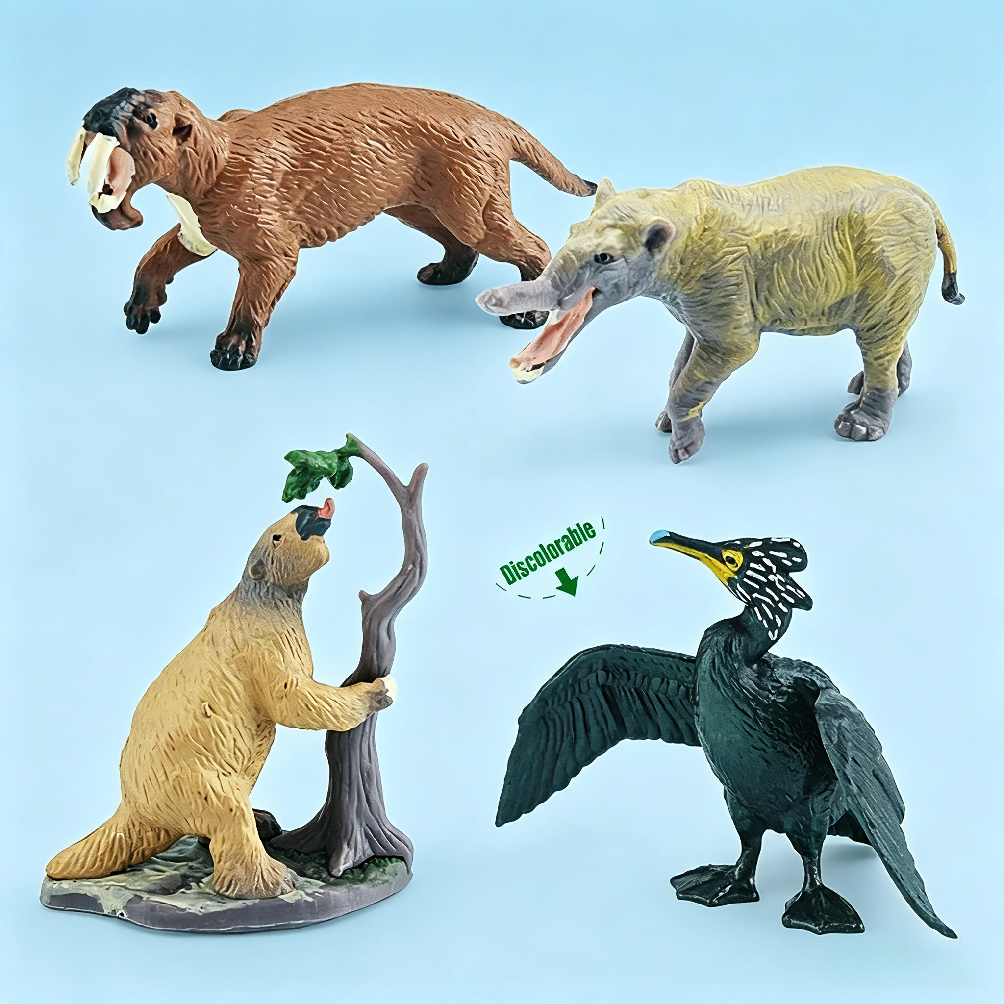 Children's Toys Sabre-toothed Tiger Shovel-toothed Elephant Bering Cormorant Earth Otter Forest Extinct Animals Models Decor Toy
