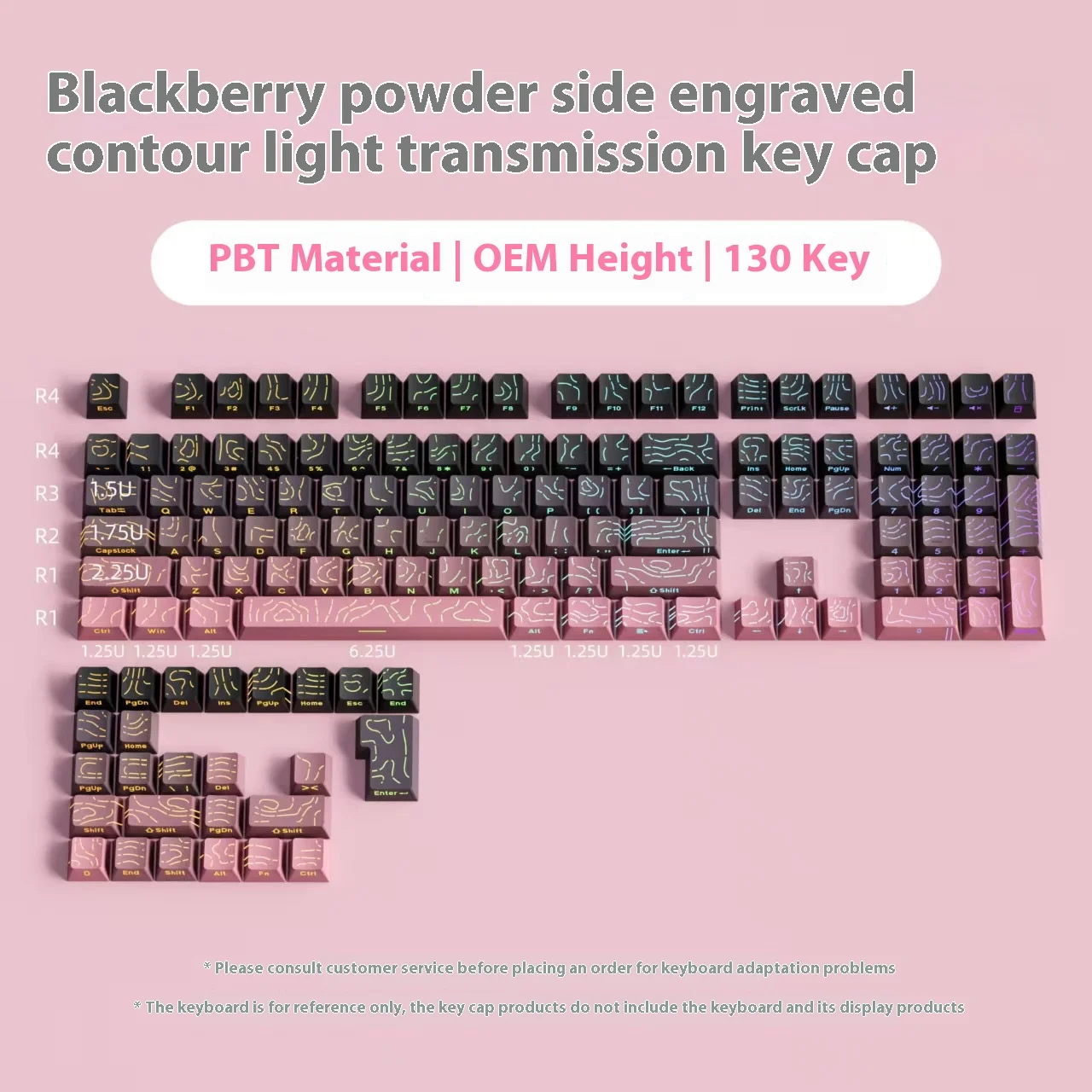 

Маленький набор колпачков для клавиш из черного порошка PBT contour 4.0 с боковой гравировкой, оригинальная заводская высота 130, материал, двухцветный.