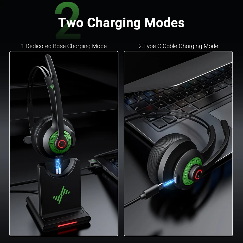 JIAMQISHI Bluetooth 5.2 Wireless Headset for Work with Mic On-Ear Headphones Applicable To PC,Laptop,Phone,Android,Zoom,Office