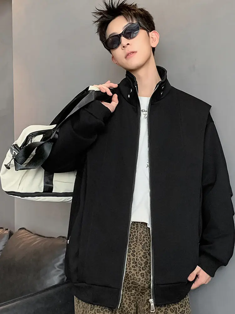 

Мужская куртка свободного кроя с воротником-стойкой в американском стиле High Street Oversized, модная брендовая куртка премиум-класса для больших размеров