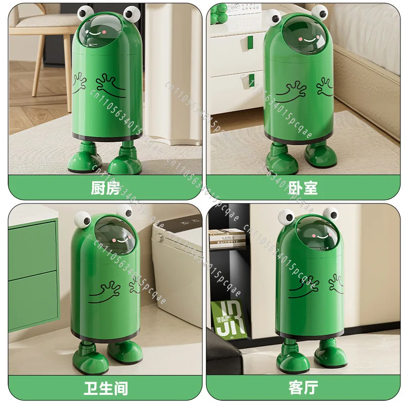 Large Capacity Trash Can with Sealing Sliding Cover for Living Room and Kitchen, Double Layer No-Bend Design