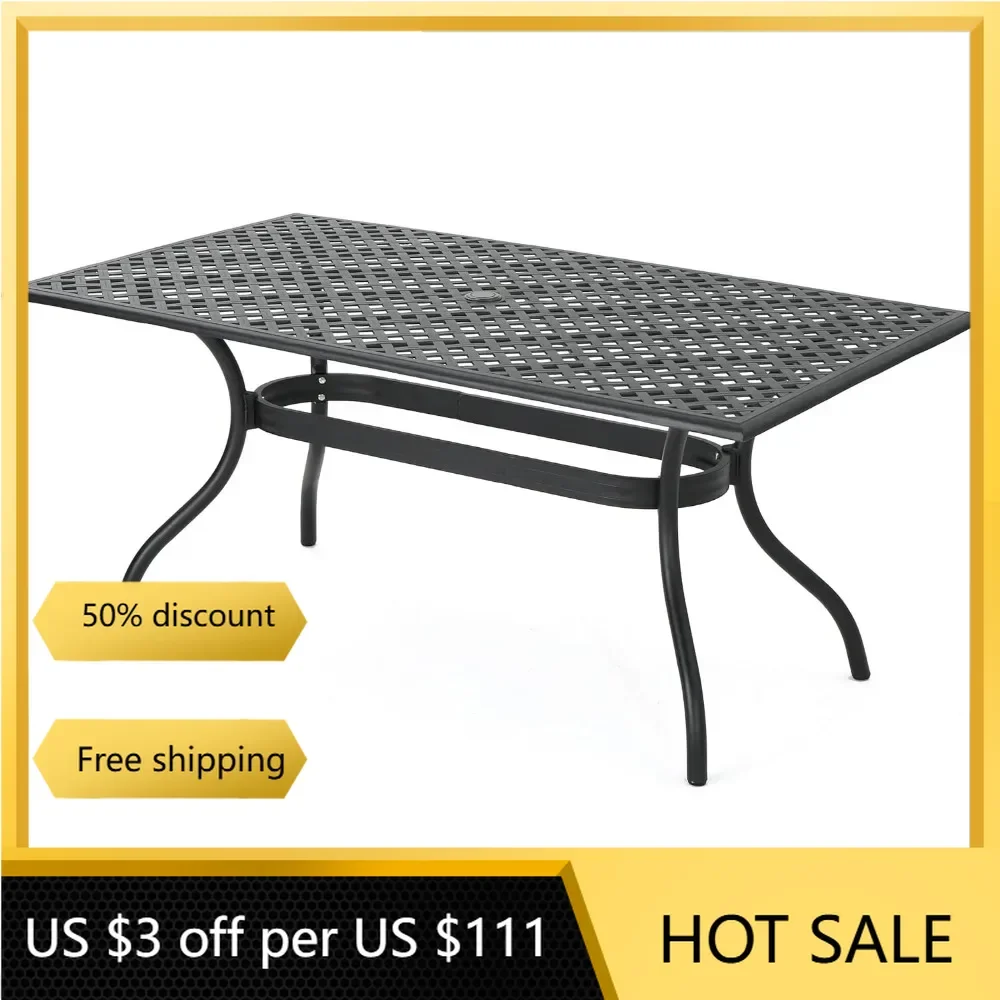 

Christopher Knight Home Cayman Cast Aluminum Rectangle Table, Black Sand Outdoor Furniture Outdoor Tables