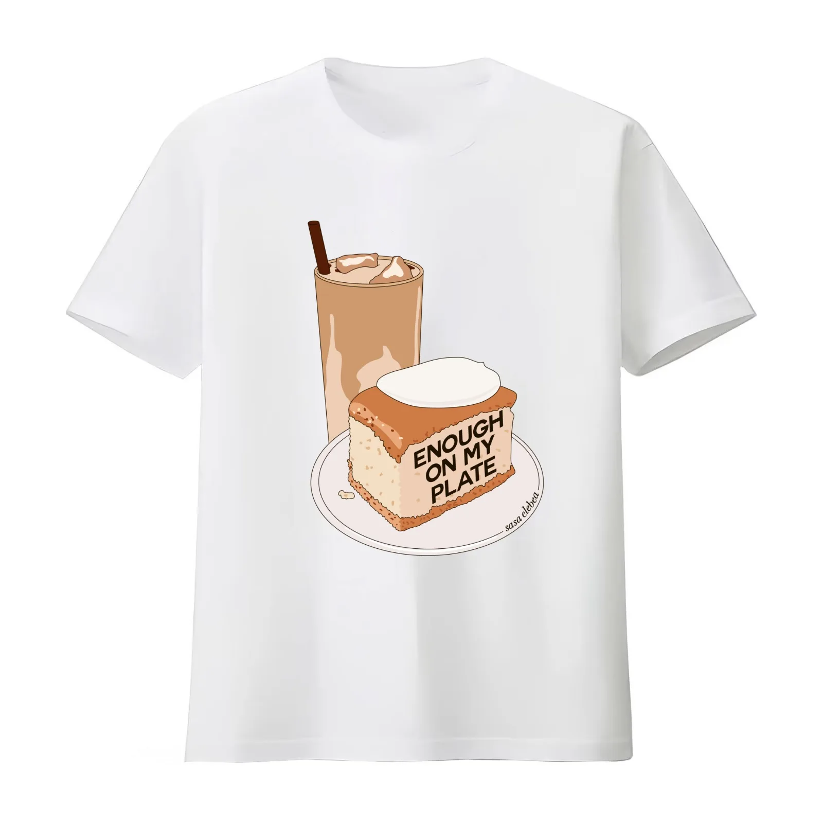 Enough by Sasa Elebea T-Shirt Summer Casual Cotton Tee Oversized Streetwear Tops Vintage Graphic Print Unisex Men Women