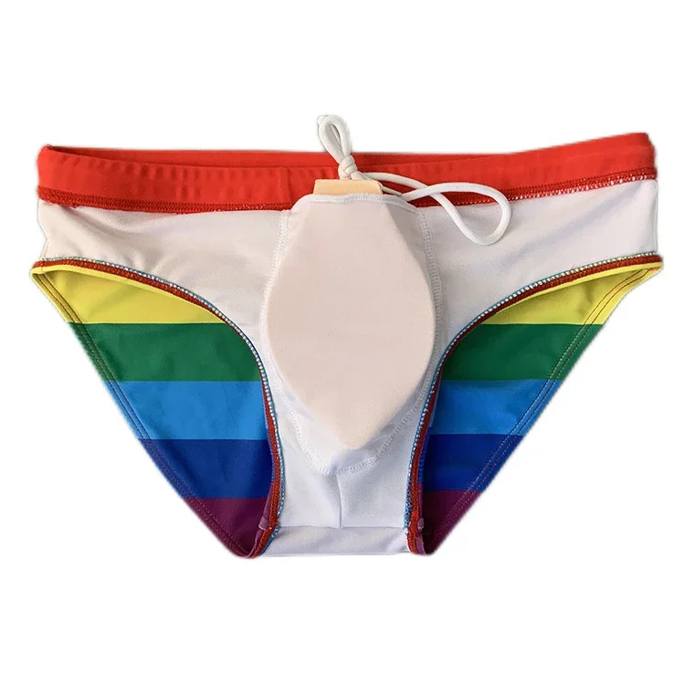 Hot Rainbow swimsuit man Swimming Briefs trunks Sexy Push Up Pad men Swimwear mens Bathing Suit Male Beach Surf Sport Short