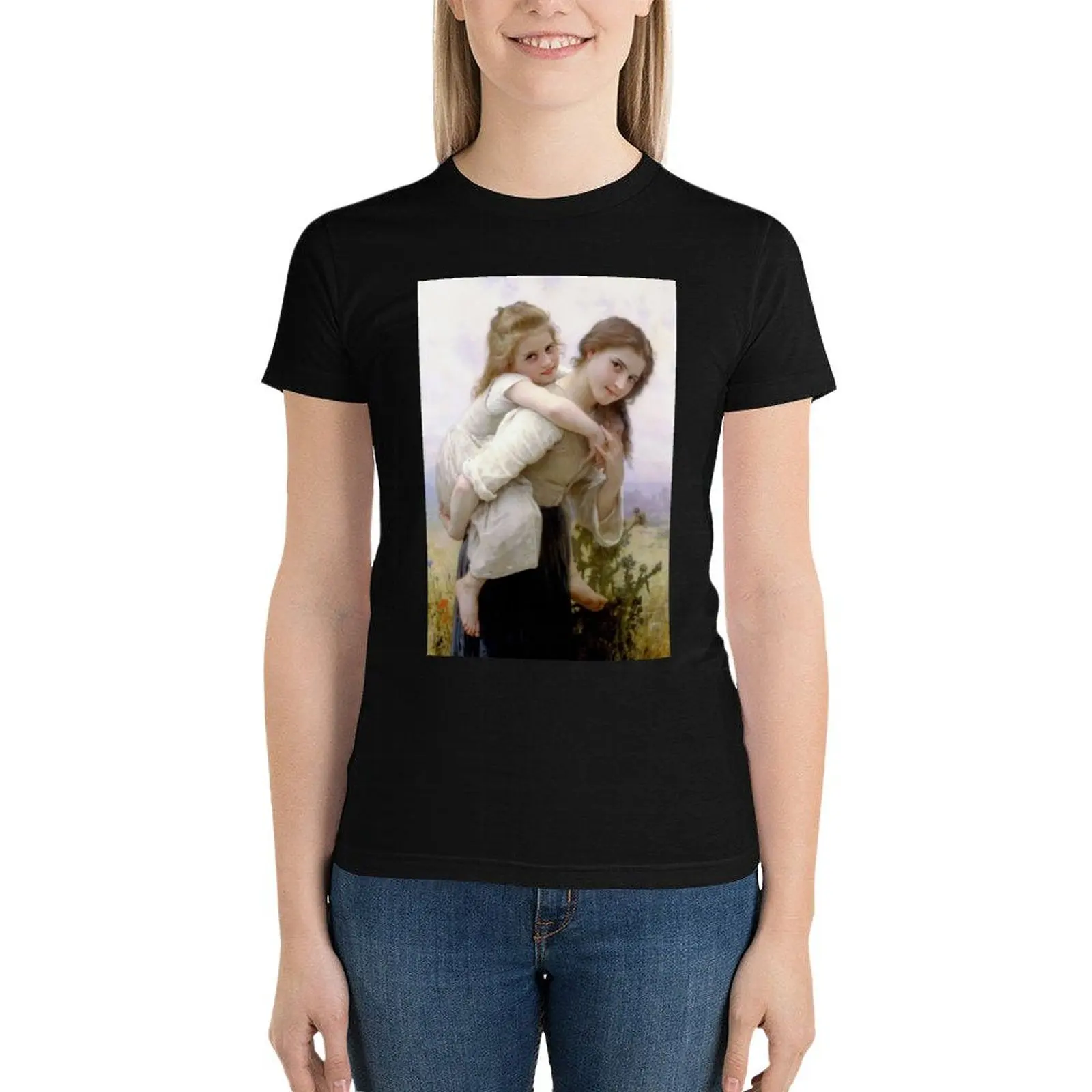 

William-Adolphe Bouguereau - Not Too Much To Carry (Fardeau agréable) (1895) T-Shirt animal print graphics Woman T-shirts