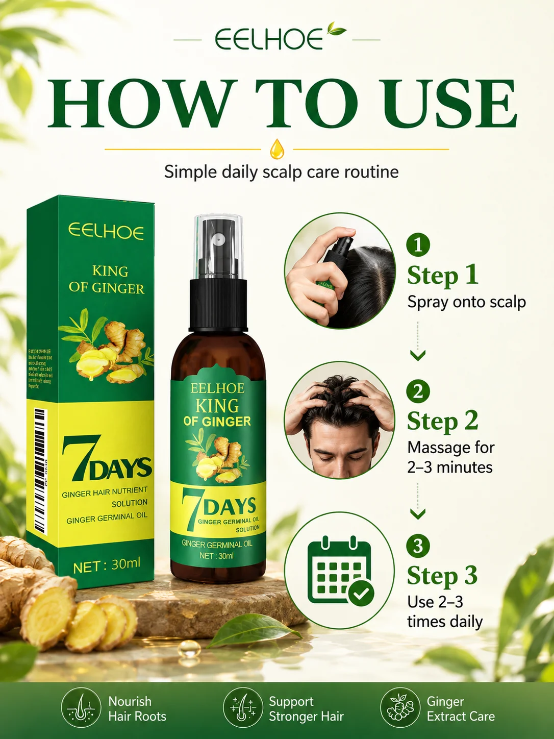 2026New Ginger Hair Growth Spr - огляд і ціна Hair Care Natural Ingredients