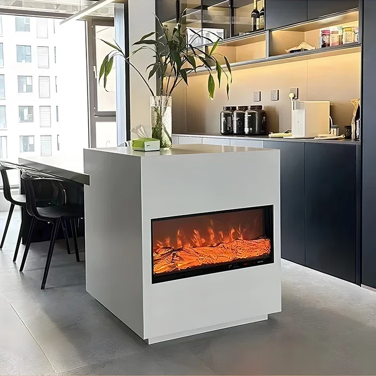 Bluetooth Music Fireplace 1000MM Modern HomeInserts with Glass Realistic LED Electric Flame Touch Control for Room Decorative