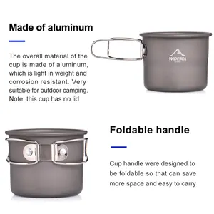 Widea Outdoor Camping Becher Kaffee Tee Aluminium Tourismus Picknick Tourismus Koch Zubehör Touristenausrüstung Trekkingspaziergänge Hauptverkaufskaffee Camping - №1