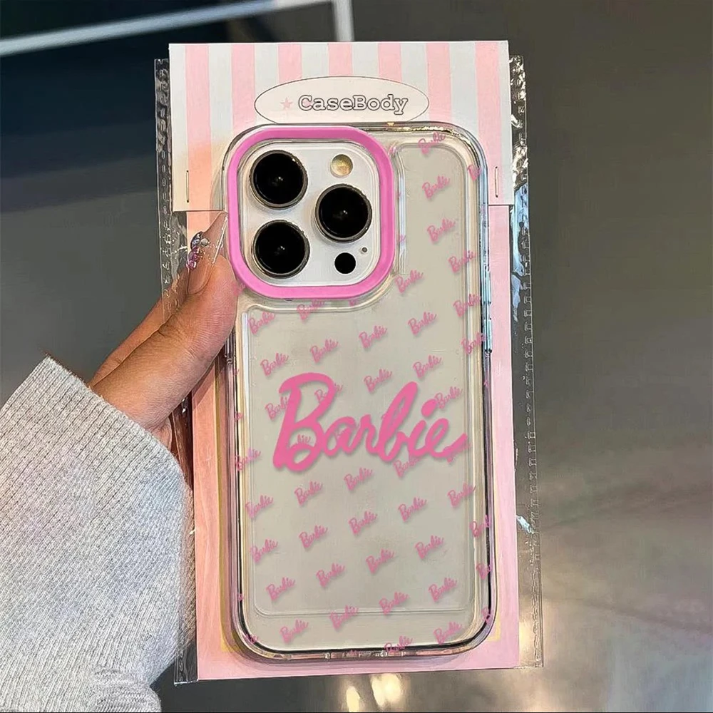 Barbie Princess Pink Typeface Screenful Clear Space Phone Case For iPhone 11 12 13 14 15 16 Pro Max Mini X Xs XR 7 8 plus Se2020