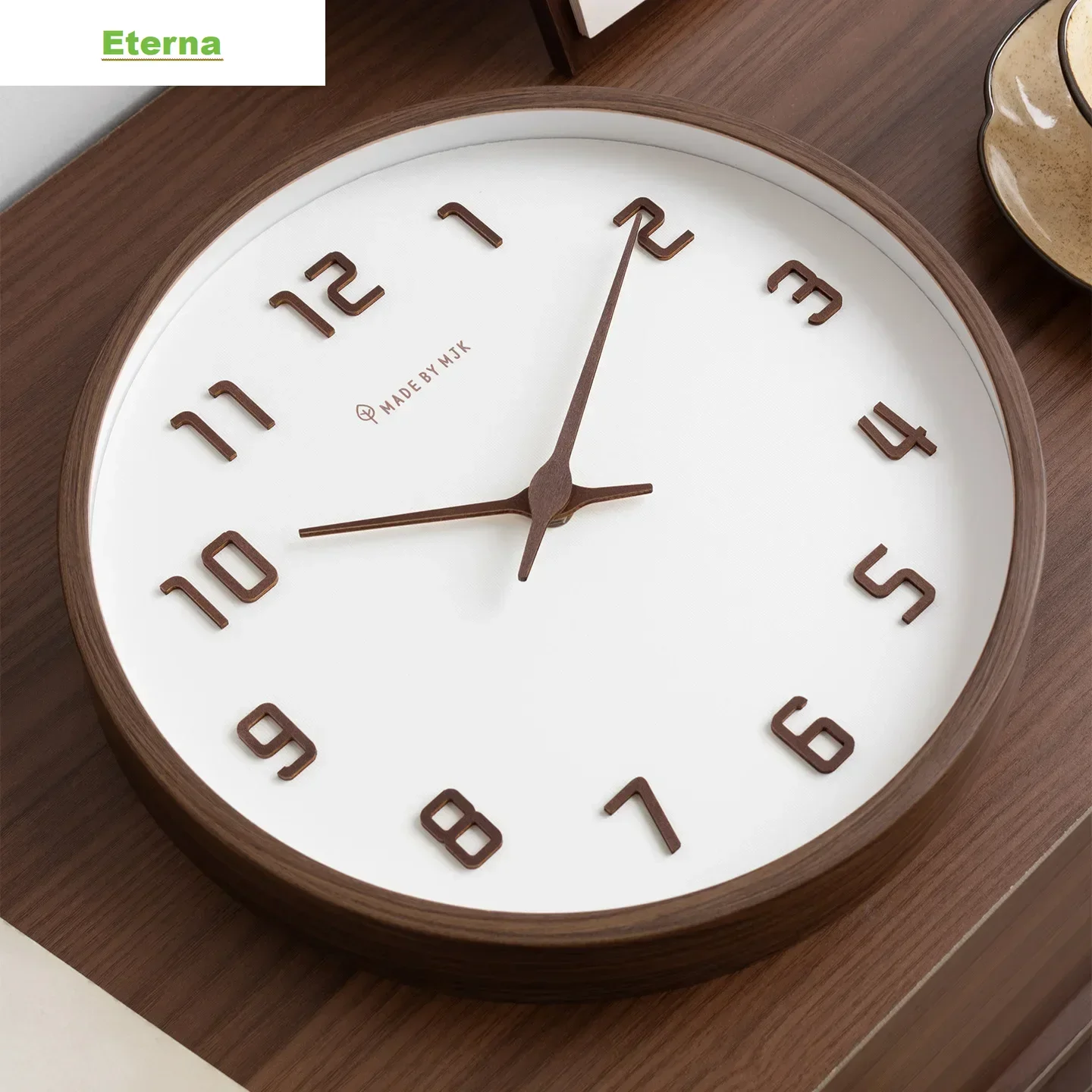Modern 3D Stereo Wood Grain Wall Clock Silent Minimalist Large for Living Room Home Decor