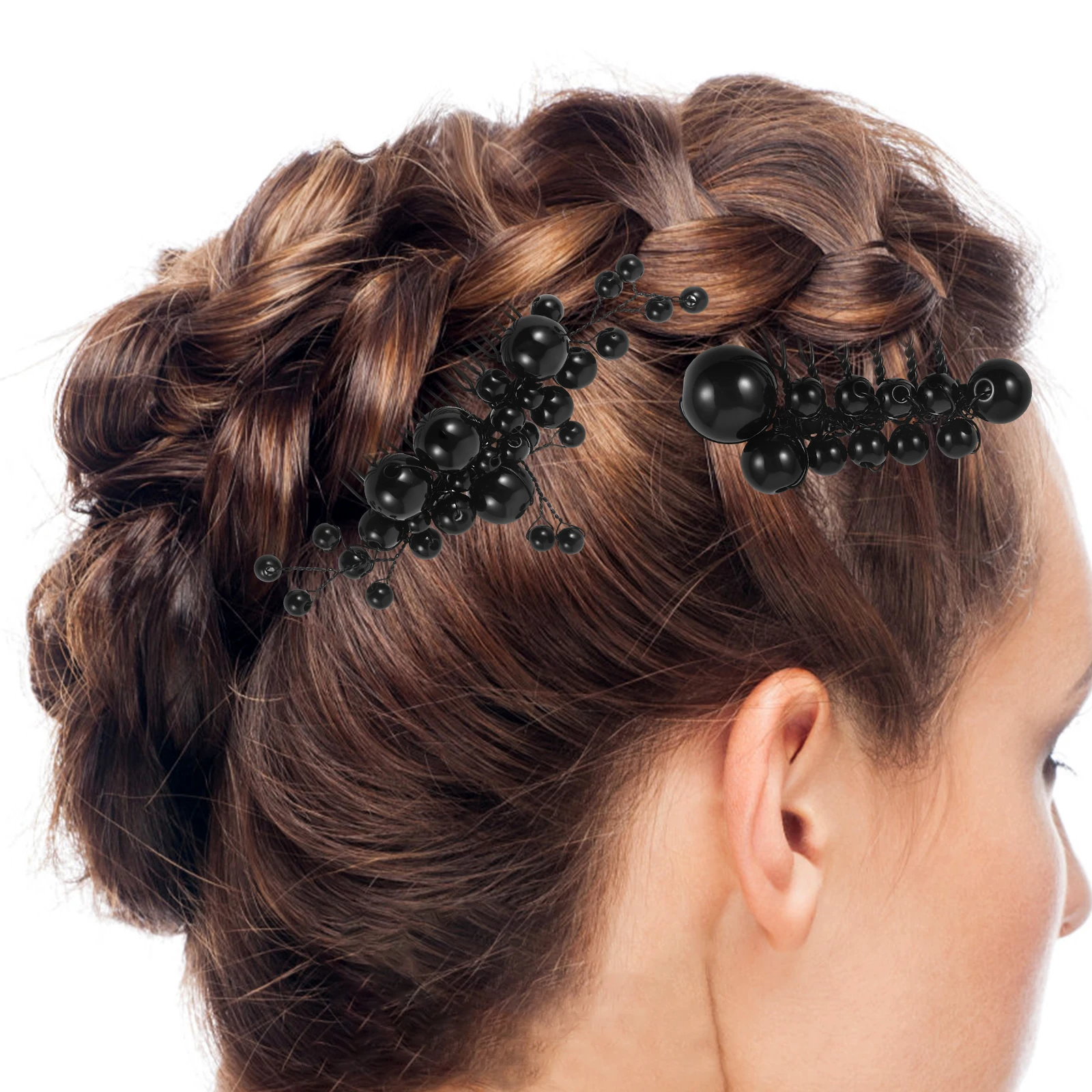 

1 set Hairpin Set Fake Pearl Pins Stick for Women Bridal Accessories Wedding Decorative Sticks Black Long Hair Bun Updo Hair