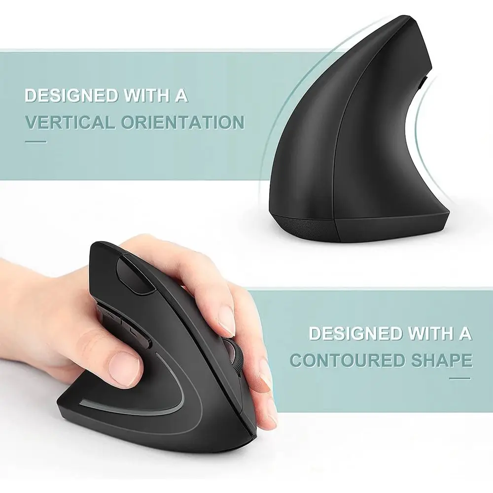 2.4GHz Cordless Optical Mice 6 Buttons 3 Adjustable DPI 800/1200/1600 USB Computer Mice Relieve Hand Fatigue Ergonomic