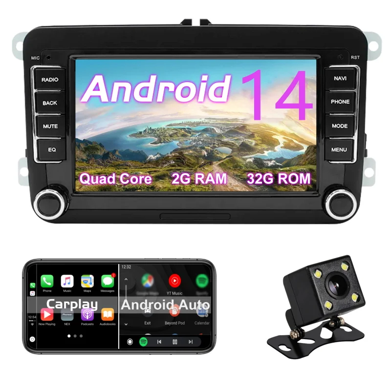 

Android car radio for VW Passat B6 B7 Golf 5 6 Jetta T5 stereo screen Carplay Android Auto Bluetooth GPS Navigation FM radio