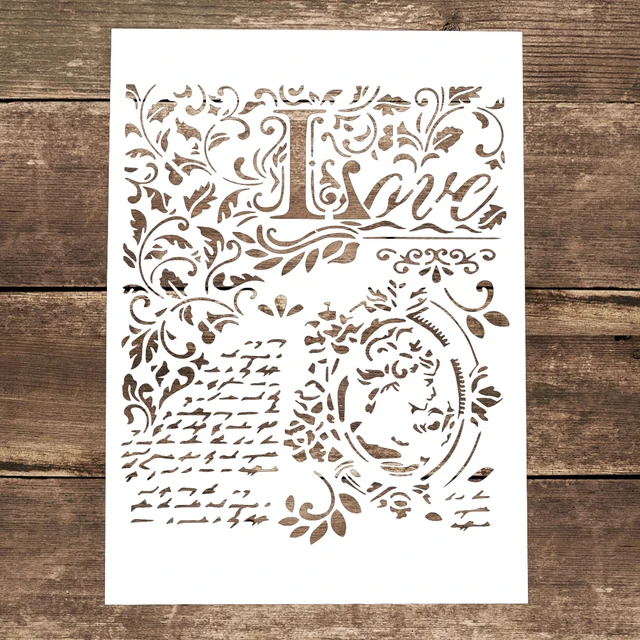 Rozmiar A4 DIY Craft nakładanie warstw szablon miłosny do malowania ścian Scrapbooking tłoczenie Album dekoracyjne tłoczenie kartka papierowa