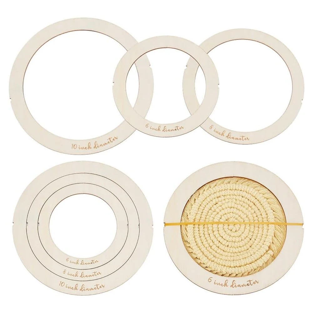 

Набор из 6 круглых деревянных форм для вырезания макраме, инструмент для изготовления настенных украшений макраме, шаблон для вырезания колец - AT30