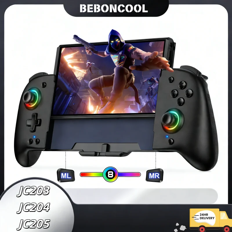 

Контроллер BEBONCOOL JC203/4/5 для Switch | Беспроводная 9-цветная подсветка - цельная эргономичная конструкция для портативных игровых консолей Switch/OLED
