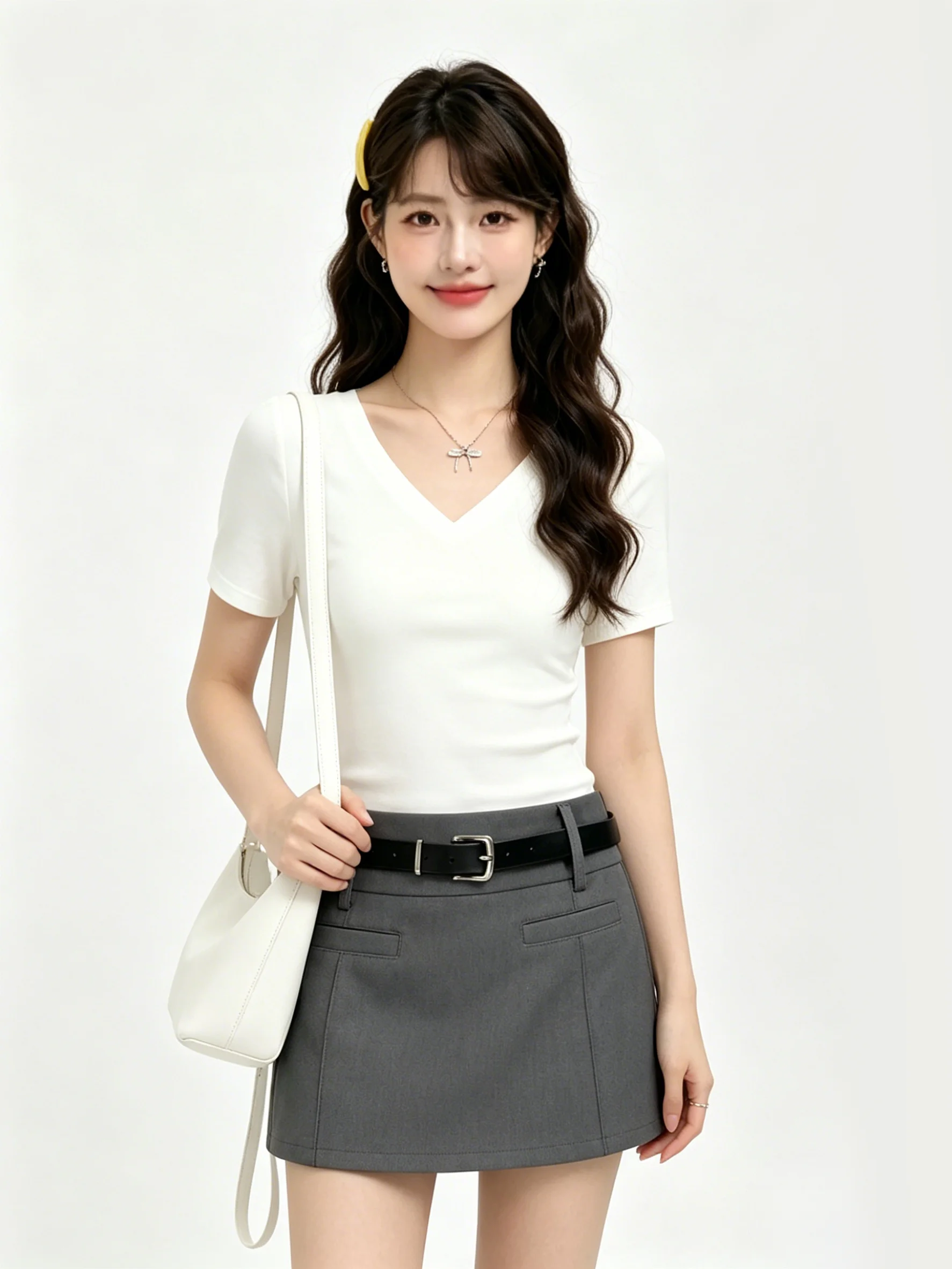 

High Waist Grey Wide Leg Pants Casual Versatile College Style Slimming Short Women Summer New Arrival Comfortable Breathable