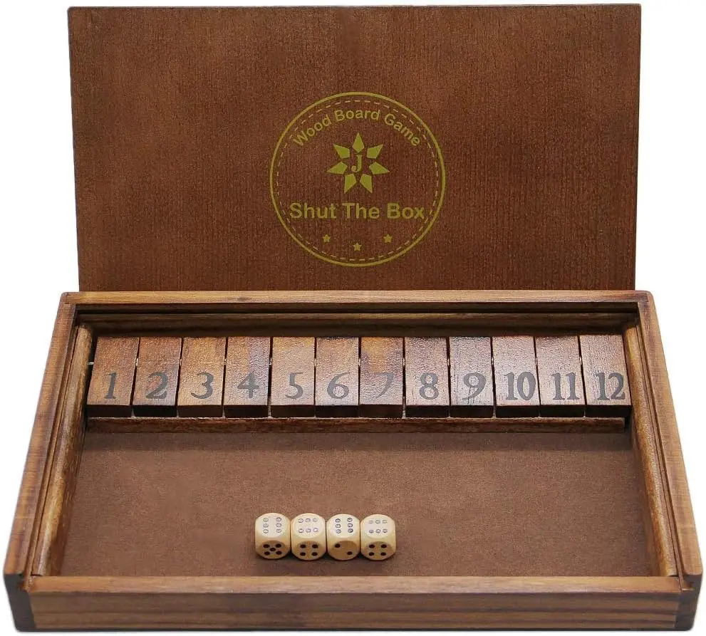 

Деревянная настольная игра Shut The Box с крышкой для детей, взрослых и всей семьи, от 2 игроков