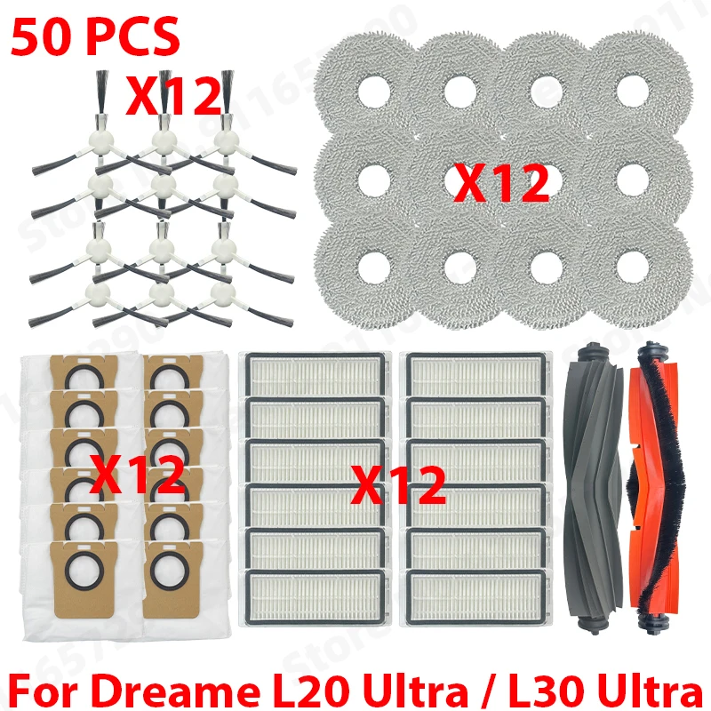 For Dreame L20 Ultra / L30 Ultra Spare Parts Vacuum Cleaner Main Side Brush HEPA Filter Mop Cloths Dust Bag Accessories image 3