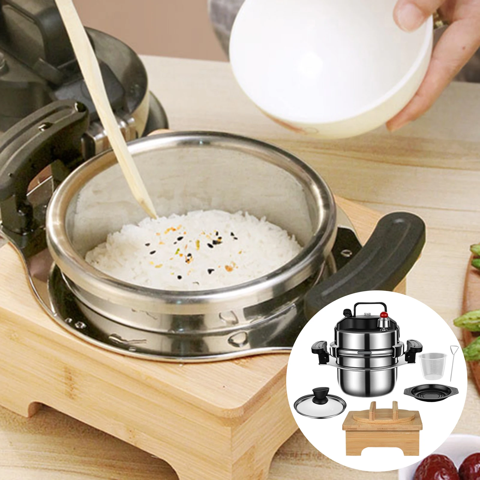 2L Multifunctional Pressure Cooker 5 Minutes Quickly Cooking Easy to Use Multipurpose Outdoor Pressure Rice Cooker Pot