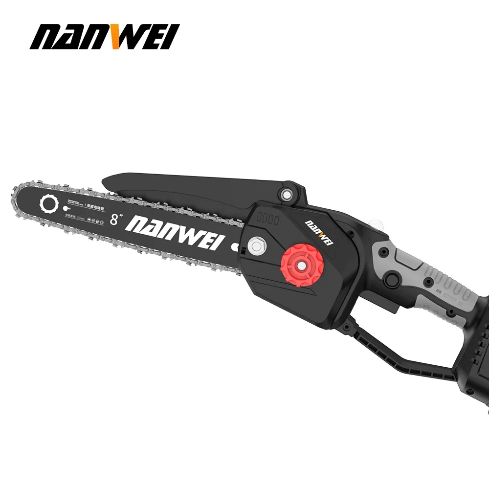 NANWEI 6.0Ah Portable Lithium Battery Chainsaw 8 Inch Powerful Garden Pruning Power Saw