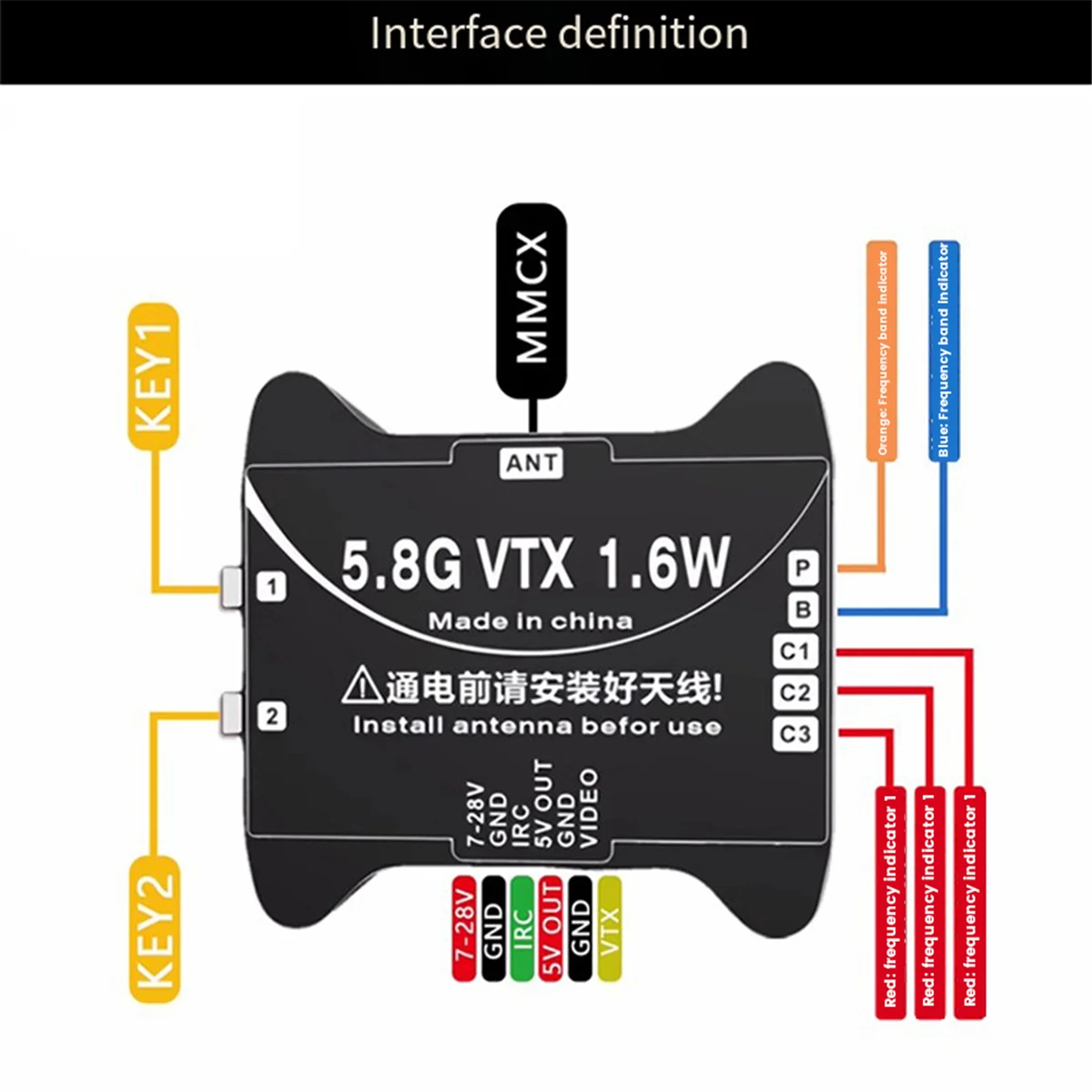 For Aocoda RC 1.6W VTX 3016 5.8G 40CH 25/200/800/1000/1600MW for FPV RC Drone Helicopter