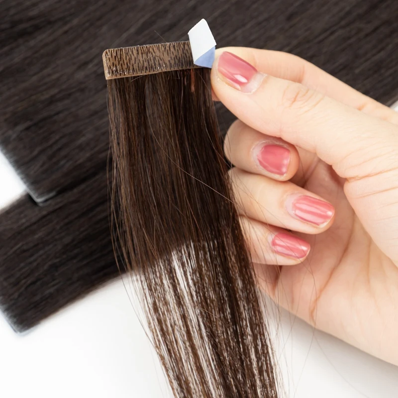 Unsichtbare Tape-In-Extensions, Echthaar, nahtlos, Pu-Hautschuss, eingespritzte Haarverlängerungen, handgebundene Klebstoffe, Tape-Ins, 10 Stück/Packung – Detail 2