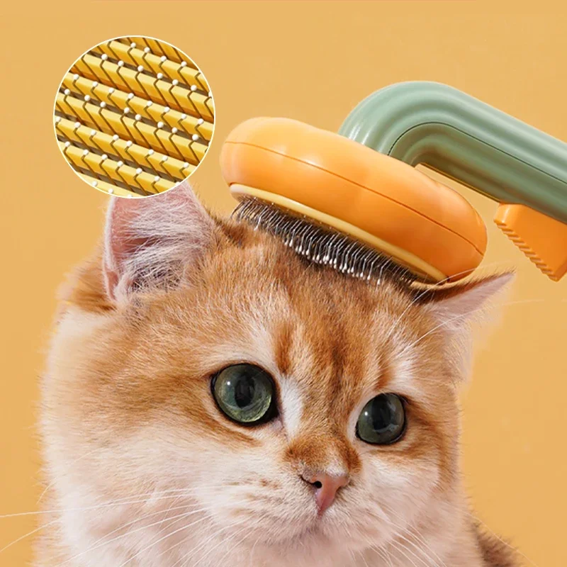 

Pumpkin Pet Comb Self Cleaning Slicker Brush Hair Removal Comb Brush Dog Cat Pet Groomer Grooming Tools Comb Removes Hair