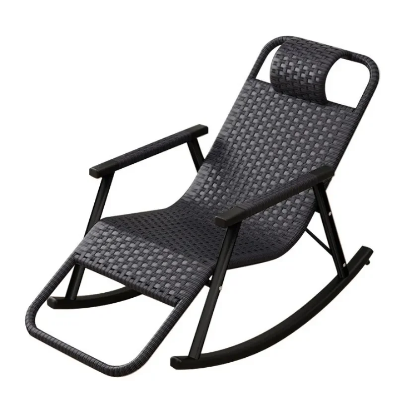 New Chinese Style Rattan Rocking Chair Recliner for Elderly Balcony Sunbathing Cooling Living Room Home Furniture