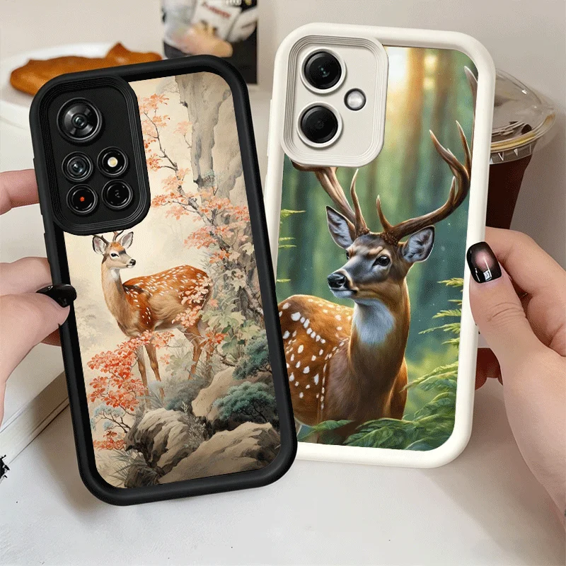 Мягкий чехол для телефона с изображением оленя/лося для Xiaomi Poco X7 X6 X5 Pro X4 GT X3 F7 Ultra M8 M7 Redmi 15C 15 14C 13 13C 12 12C 10 10C