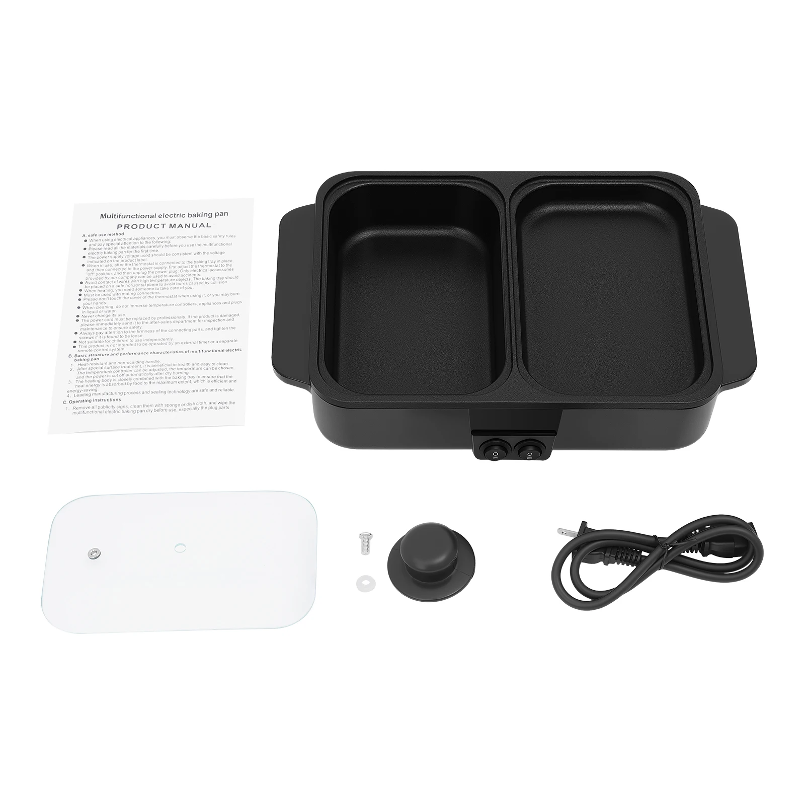 110V US Plug 2 in 1 Electric Hot Pot & Grill Pan Dual Independent Temperature Control Non-Stick Coating 1200W Tabletop Shabu Shabu BBQ Cooker view 8