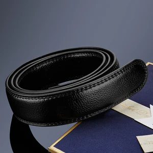 Men's Automatic Belt , Without Buckle,110-160cm Genuine Leather Belt, 3.5cm Belt for 3.5-3.8 Buckle Replacement Belt