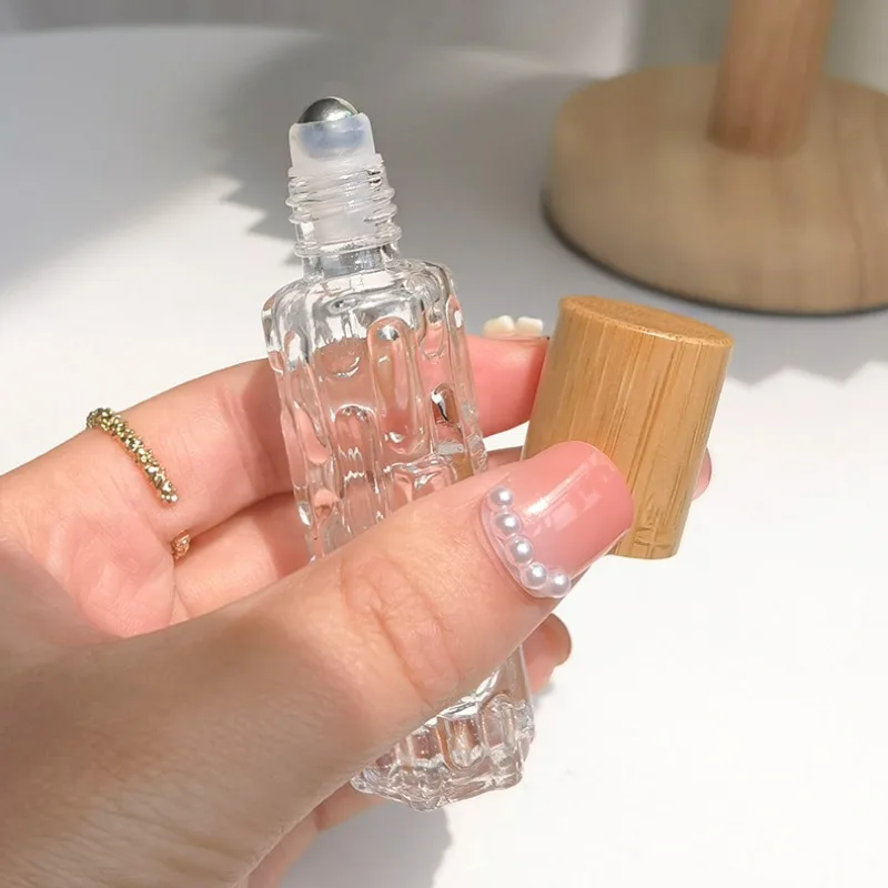 10ml Portable Thick Glass Roller Essential Oil Perfume With Balls Bottles Travel Refillable Rollerball Vial Travel Roll On Vials