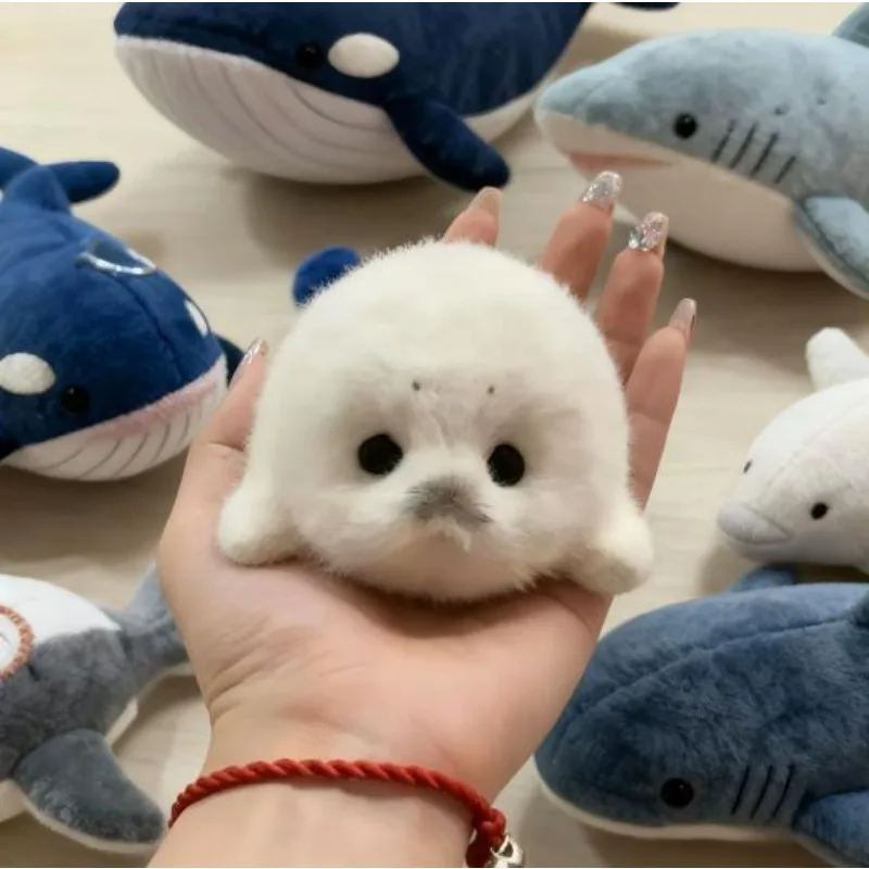 

New Cute little seal-shaped plush toy, hanging type, ocean guardian, realistic marine animal keychain travel souvenir gifts