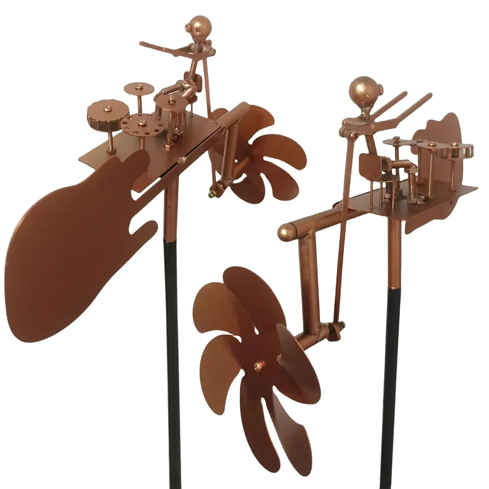 

Metal Drummer Windmill Statue Decorative Wind Power Rock Art Statue Outdoor Wind Sculpture for Yard Lawn Garden Patio Decor
