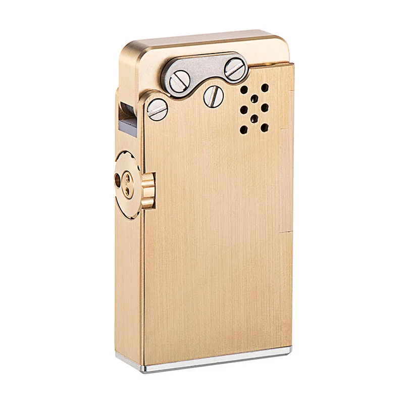 Handmade Pure Brass Mechanical Automatic Ignition Oil Lighter and Titanium Alloy Material Cigarette Lighter Smoking Gift Box