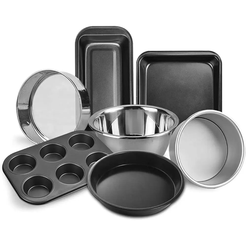 

7-Piece Nonstick Professional Baking Pan Set - Heavy Duty Cookie Sheets for Cooking and Baking
