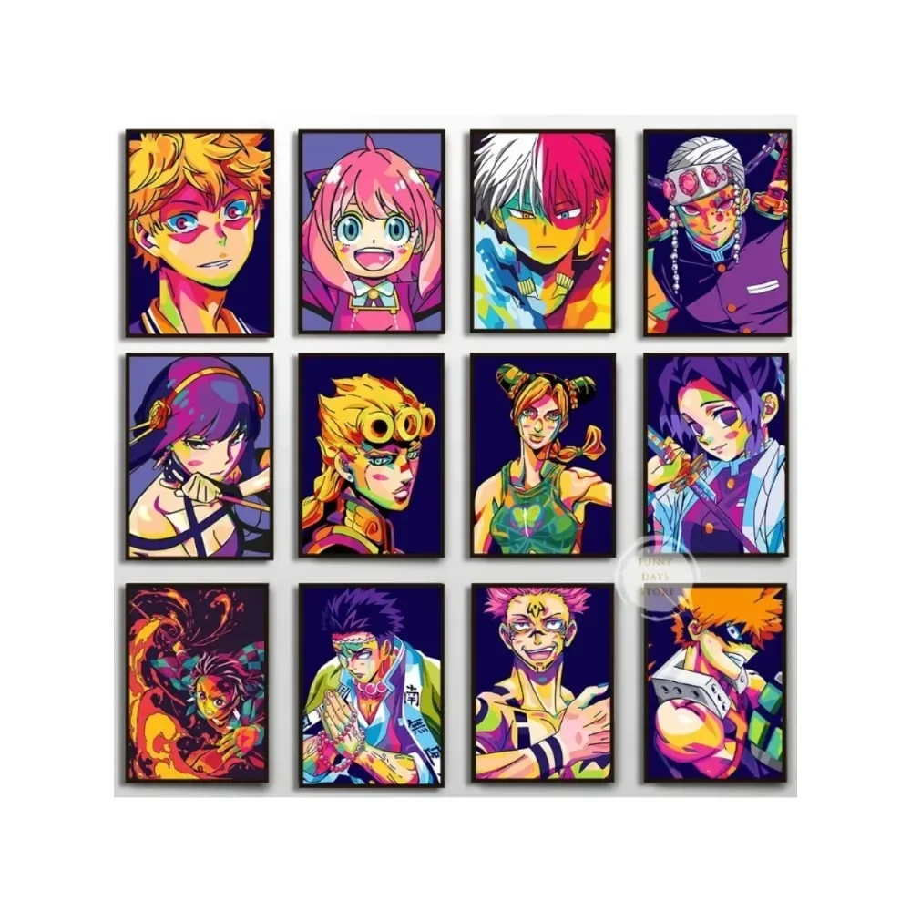 Japanese Anime JoJos Bizarre Adventure Poster  Shinobu Kocho  Gojo Pop Art  Demon Slayer Canvas Painting  Manga Room Wall Decor