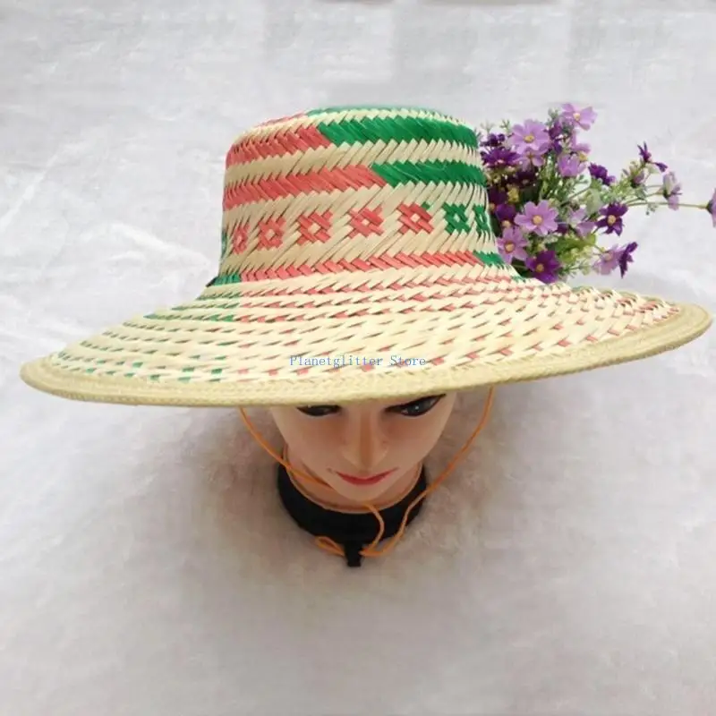 قبعة مزارع تقليدية 652B مصنوعة من ألياف طبيعية لصيد الأسماك والبستنة